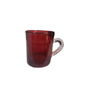 Souvenir of West Superior Wisc Ruby Flash Cup Mug 3.5"L x 2.75"W x 3"H